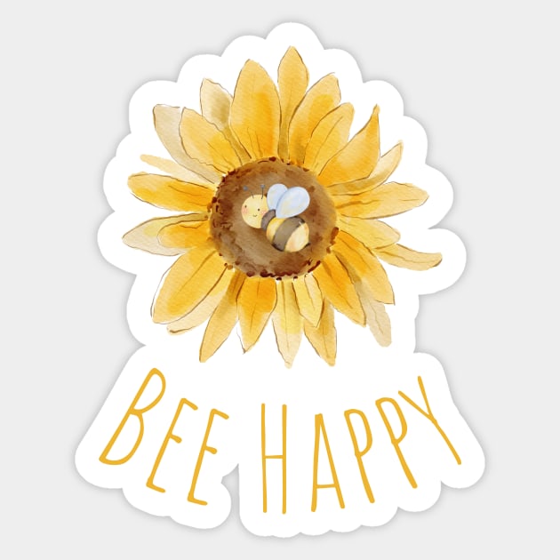 Bee Happy Sticker by Tee's Tees